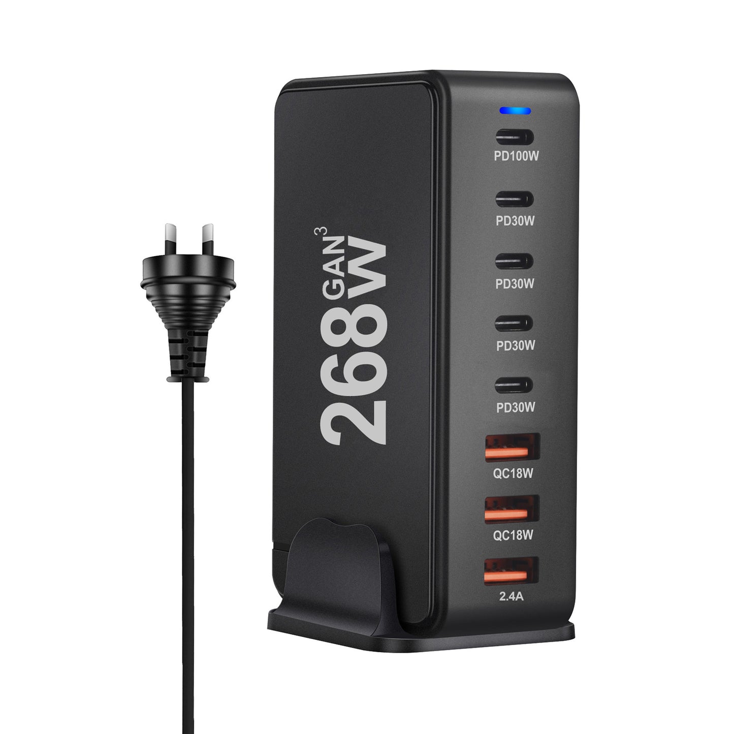 Ultra-Efficient 240W GaN Desktop PD Charger - Versatile Type-C USB - Available in Black & White 268w Australian Standard Black GaN Chargers C type charger desktop fast charger GaN charger multi ports New arrival portable USB {{ product_collections }} {{ product_description }}