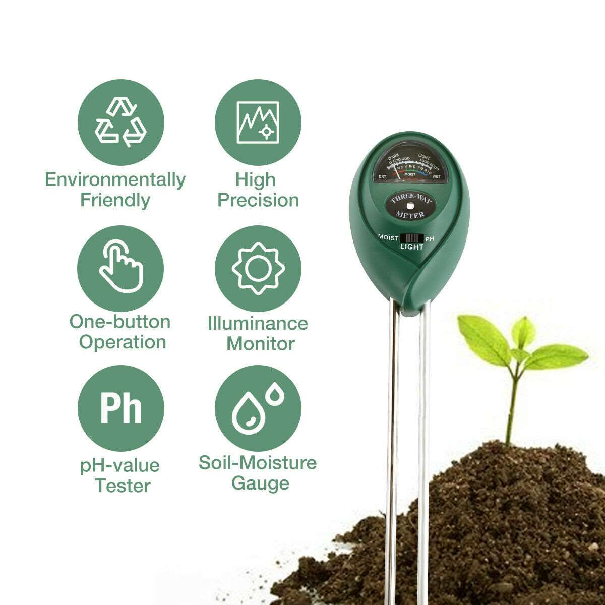 3 In1 Soil Tester Water PH Moisture Light Test Meter Kit For Garden Plant Flower Garden Tools garden garden tools home soil pH meter Soil Tester