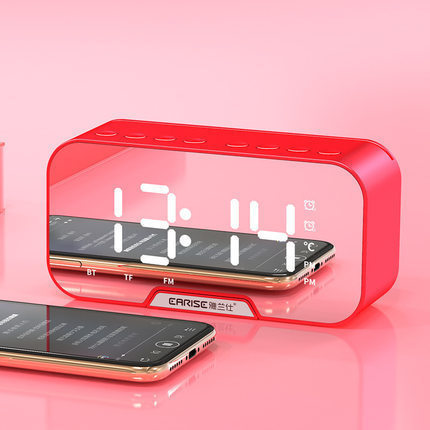 Alarm Clock Wireless Bluetooth Speaker Mini Home Outdoor Card Subwoofer Computer Audio Red USB Speakers audio bluetooth speaker digital alarm clock with bluetooth speakers electronics matchlessonline speaker speaker with alarm clock