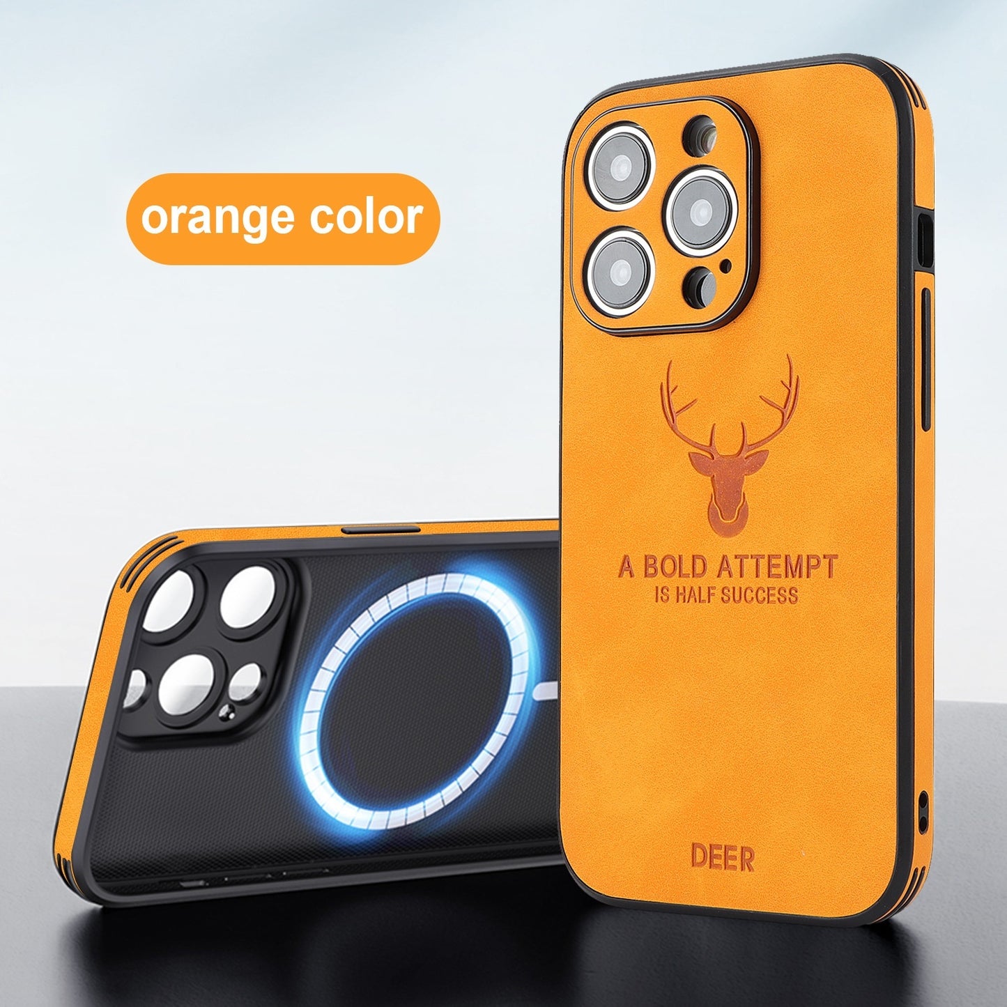 MagSafe iPhone 16 Case - Moose Head Embossed, Magnetic Charging Cover Orange iPhone cases best cases iPhone 16 case iphone case iphone cover magsafe Stylish iPhone Case {{ product_collections }} {{ product_description }}