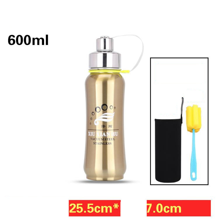 Stainless Steel Water Bottle Vacuum Travel Thermal Cup 18oz Gold 600ml Tumblers, Bottles & Glass dinning dinning table home portable bottle stainless steel water bottle