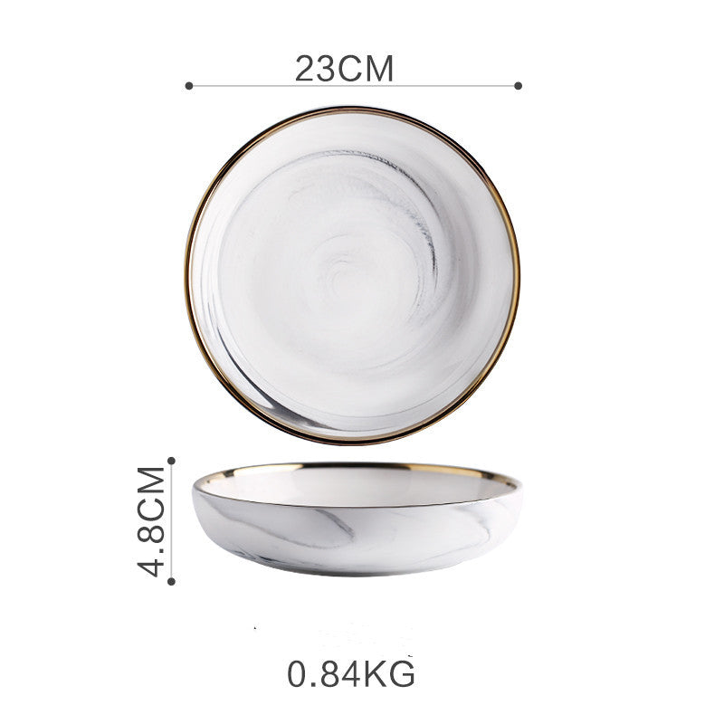 Marble Tableware Bowls Plates Rice Small 9inch deep plate Dinner Sets dinner plates dinner set home plates