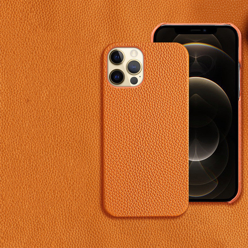 Genuine Leather | Shatterproof iPhone Case | Premium Protection & Elegance Orange iPhone cases fall protection iPhone case luxury New arrival plaided shock proof textured unique {{ product_collections }} {{ product_description }}