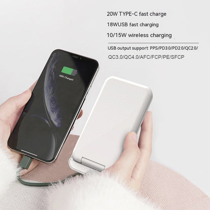 Folding 15W Fast Charge 10000mAh Power Bank with Lighted Mirror | Portable & Chic Wireless Power Banks 3 in 1 5W C type charger fast charger magnetic magsafe USB wireless {{ product_collections }} {{ product_description }}