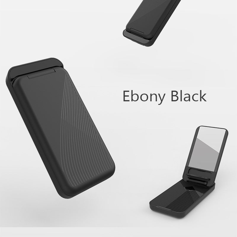 Folding 15W Fast Charge 10000mAh Power Bank with Lighted Mirror | Portable & Chic Black Ebony 10000 MA Wireless Power Banks 3 in 1 5W C type charger fast charger magnetic magsafe USB wireless {{ product_collections }} {{ product_description }}