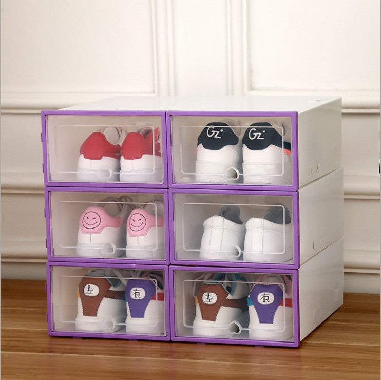 Spot wholesale men's transparent thick flip-type dustproof multifunctional plastic shoe box shoe cabinet storage box purple Men's: 34X24X14CM Storages & Racks home home accessories home tools organizer organizer box Organizers shoe box shoe storage shoe storage and racks shoe storage rack for home Storage storage rack transparent and see through shoe storage rack