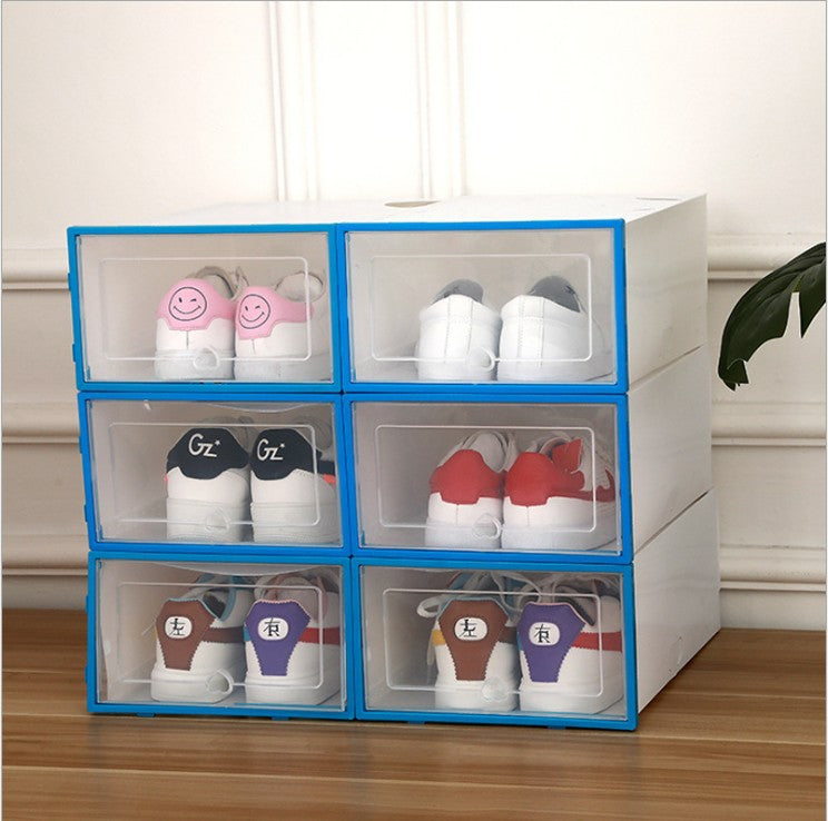 Spot wholesale men's transparent thick flip-type dustproof multifunctional plastic shoe box shoe cabinet storage box blue Men's: 34X24X14CM Storages & Racks home home accessories home tools organizer organizer box Organizers shoe box shoe storage shoe storage and racks shoe storage rack for home Storage storage rack transparent and see through shoe storage rack