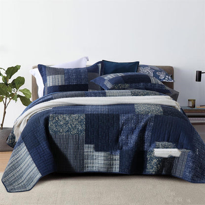 All Cotton Air-conditioning Duvet Summer Blanket Bed Sheet Three-piece Set Blue Bed Sheets bed sheet bed sheet set bedding Bedding and towels bedsheet home