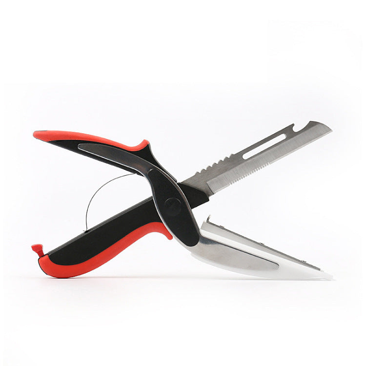 Stainless Steel Scissors Multifunctional Scissors Cutting Machine 2 In 1 Cutting Board Utility Knife Red Choppers & Slicers kitchen vegetable chopper vegetable scissor vegetable slicer