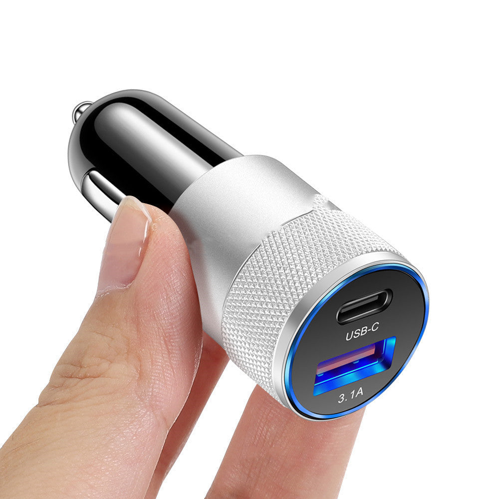 Fast Charging Aluminum Alloy Mobile Phone Car Charger - Dual Ports Black Silver Mobile chargers for cars Aluminum Alloy Charger Car Charger Compact Car Charger Durable Car Charger Fast Charging Car Charger mobile phone charger {{ product_collections }} {{ product_description }}