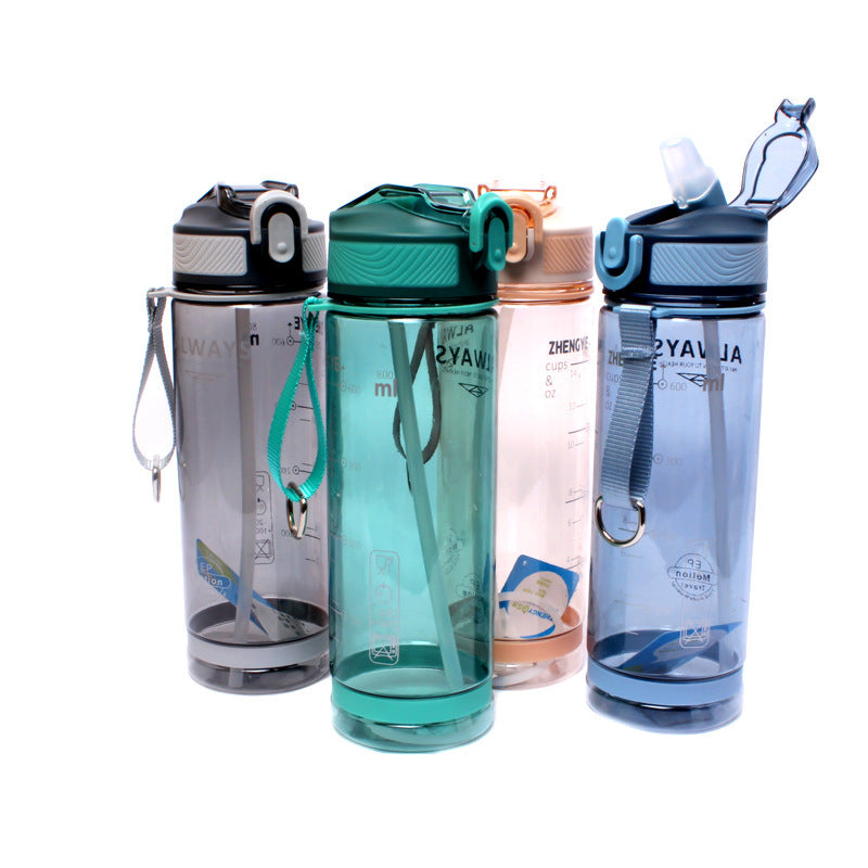 Large Capacity Sports Water Bottle Straw Cup Plastic Portable Water Bottles dinning table home kitchen water bottle