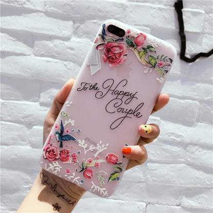 Painted embossed phone case Bird rose Mobile Phone Cover & Protectors electronics floral mobile hone cover mobile phone case protection safety samsung unique