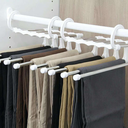 Multifunctional folding retractable trouser rack wardrobe space saving multi-layer trouser rack stainless steel drying rack clothes storage Storages & Racks hanger home home accessories home tools organiser organizer Organizers Storage storage rack wardrobe