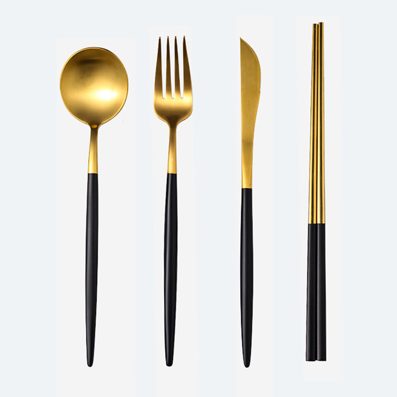 Cutlery spoon set Black Gold A With box Cutlery Set cutlery Cutlery Set dinning table fork home Spoon spoon set