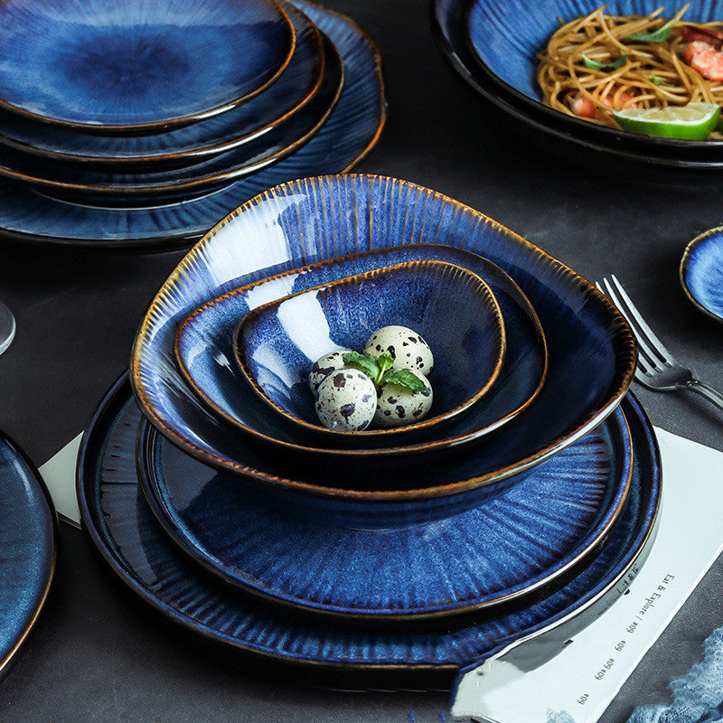 Modern blue plates Dinner Sets bowls dinner set dinnerware home plates