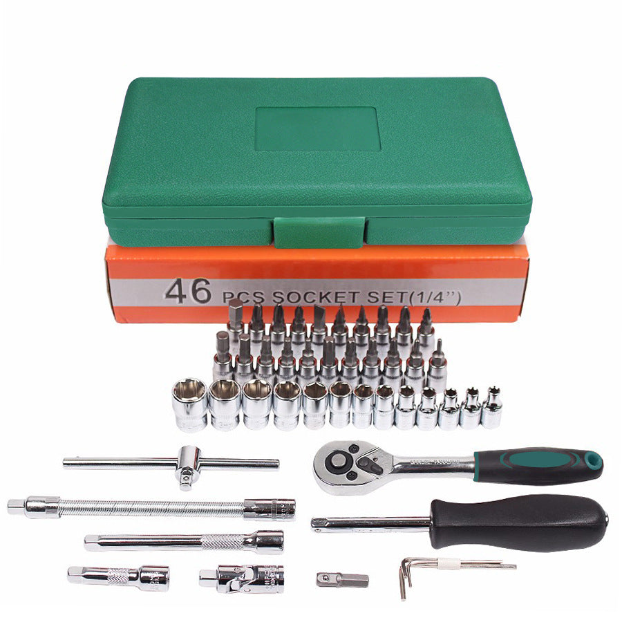 Car Repair Tool 46pcs Inch Socket Set Car Repair Tool Ratchet Torque Wrench Combo Tools Kit Auto Repairing Tool Set Home Tools home home tool screw drivers set tools with box wrench set