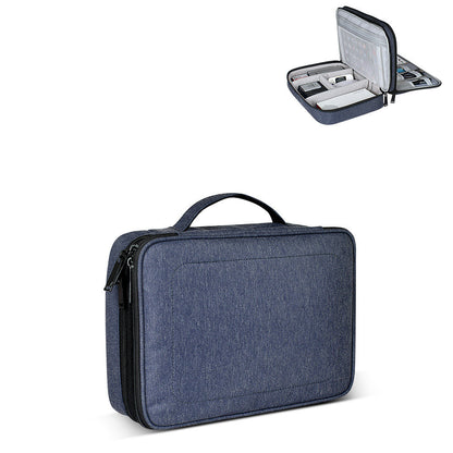 Multifunctional Nylon Waterproof Bag Box Data Cable Storage Bag Navy Blue small Storages & Racks cable bag cable box cable pouch electronics organizer storage