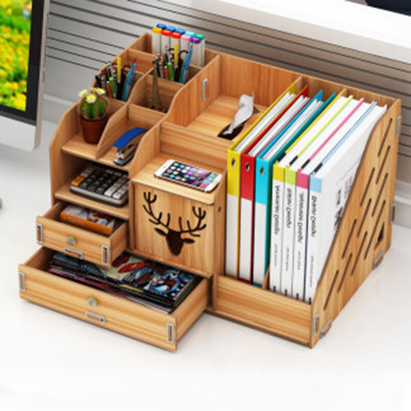 Wooden Storage Box Multifunctional Household Cosmetics Storage Rack Storages & Racks books desk home organizer storage study table