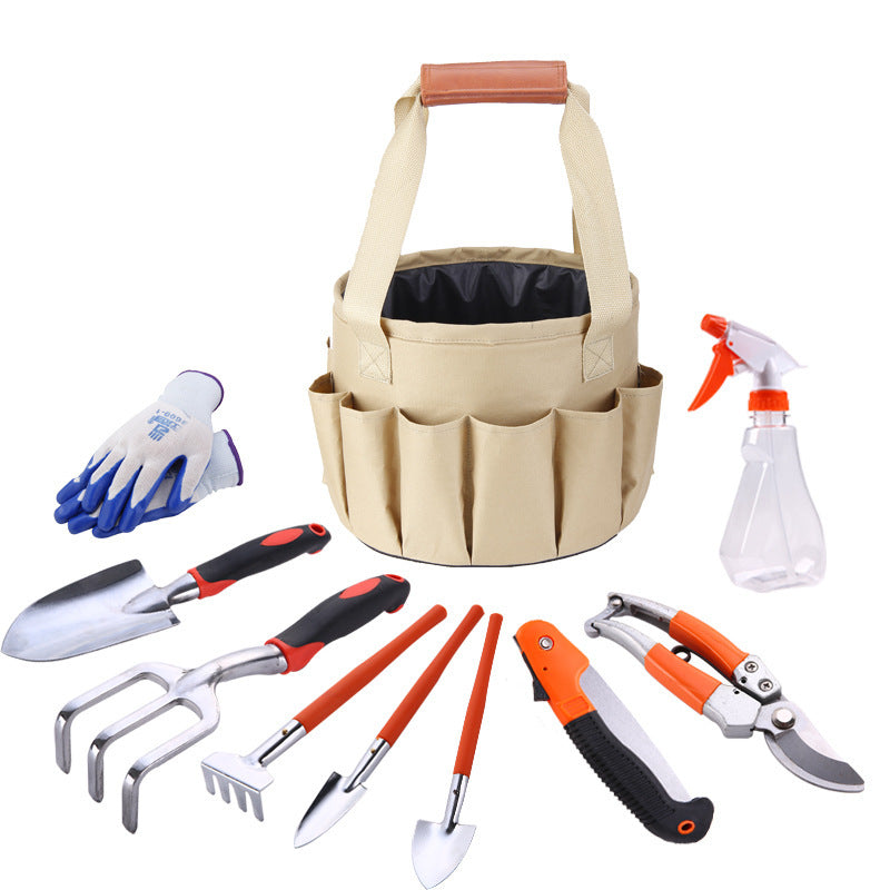 Mini Bonsai Tools Gardening Hand Tools Kit with Tote Bag Elbow Branch Nail Rake Spade Spraying Pot for Gardeners Garden Tools garden garden tools home shovels tool box