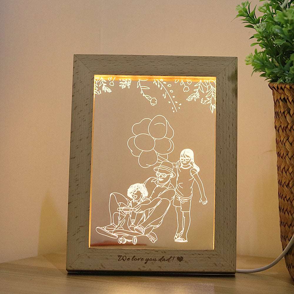 3D LED Photo & Text Custom Table Lamp Wood Photo Frame USB Photo Frame Night Photo frames decor home photo frame