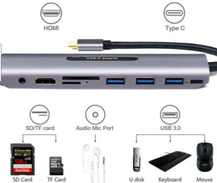 USB Type C Hub Adapter Dock With 4K HDMI 9in1 Docking Station accessories Adapter adater c type docking computer converter docking station electronics laptop