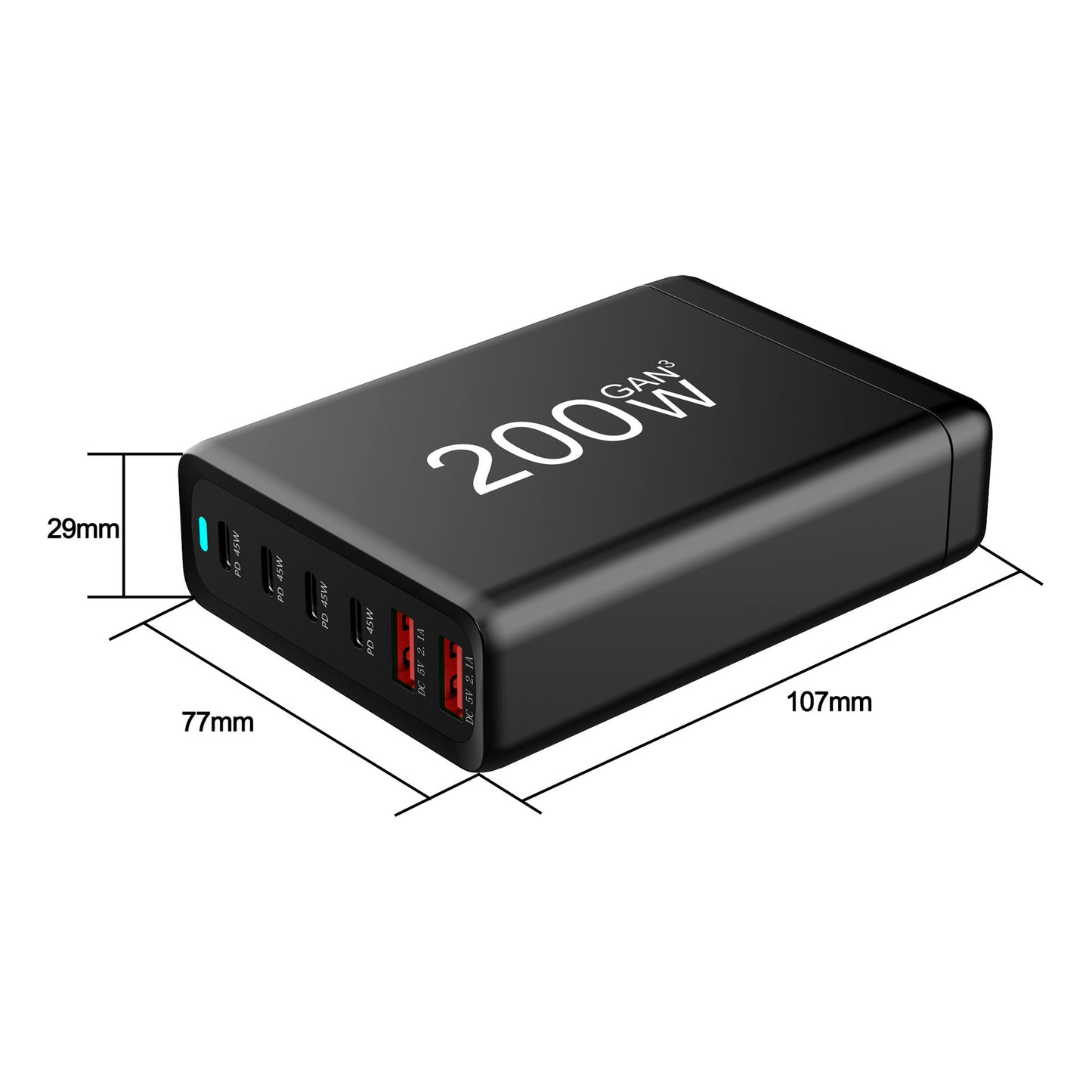 Ultra-Powerful 200W GaN Charger - Versatile & Sleek Design with Type-C USB GaN Chargers 200W desktop fast charger fast chargerbig capacity GaN chargers laptop multi ports New arrival Type-C Fast Charger {{ product_collections }} {{ product_description }}