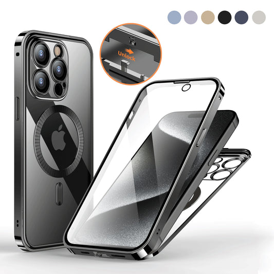 Anti-Privacy Metal Buckle Magnetic Support Wireless Charging Double-Sided Lens Full Cover Phone Case Protective Cover Mobile Phone Cover & Protectors electronics iPhone mobile mobile cover mobile protector privacy protector privacy screen