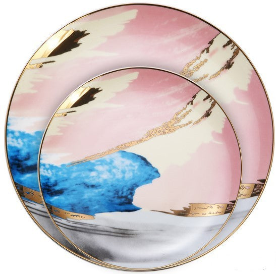 Watercolor Dessert Plates 2 piece suit pink Dinner Sets dinner set dinning table home plates