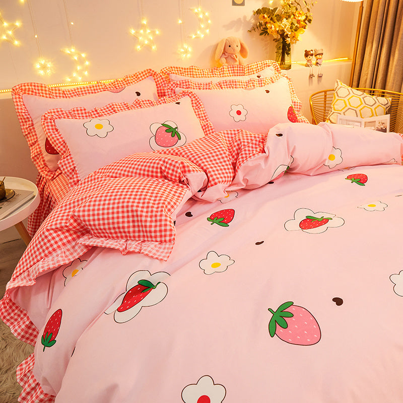 Cotton Floral Duvet Cover Bed Sheet Bed Skirt Three Or Four Piece Suit Bed Sheets bed sheet bed sheet set home living room