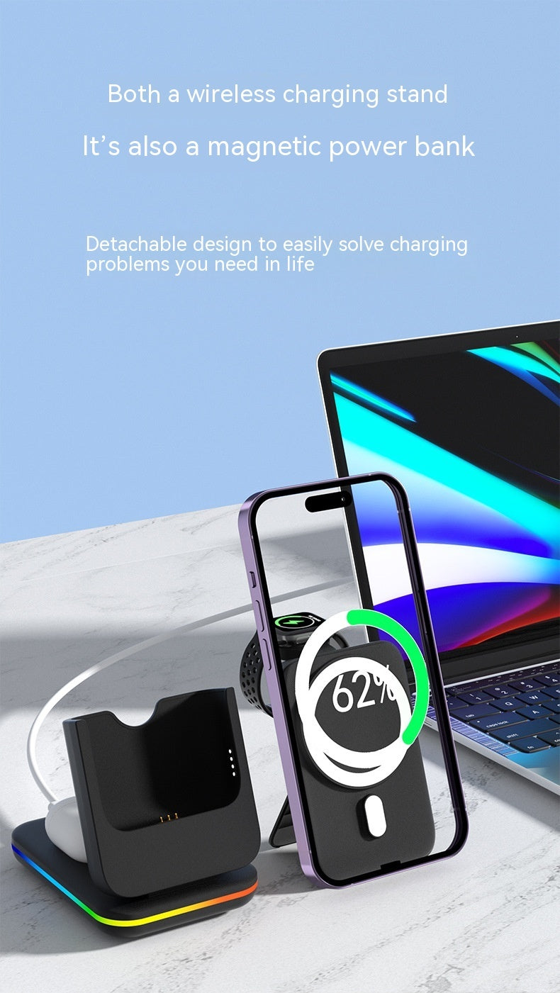 Magnetic Three-in-one Wireless Charger Electrical Magnetic Power Bank 5000 MA Magnetic Wireless Charger Power Banks charging port electronics magnetic portable power bank wireless charging