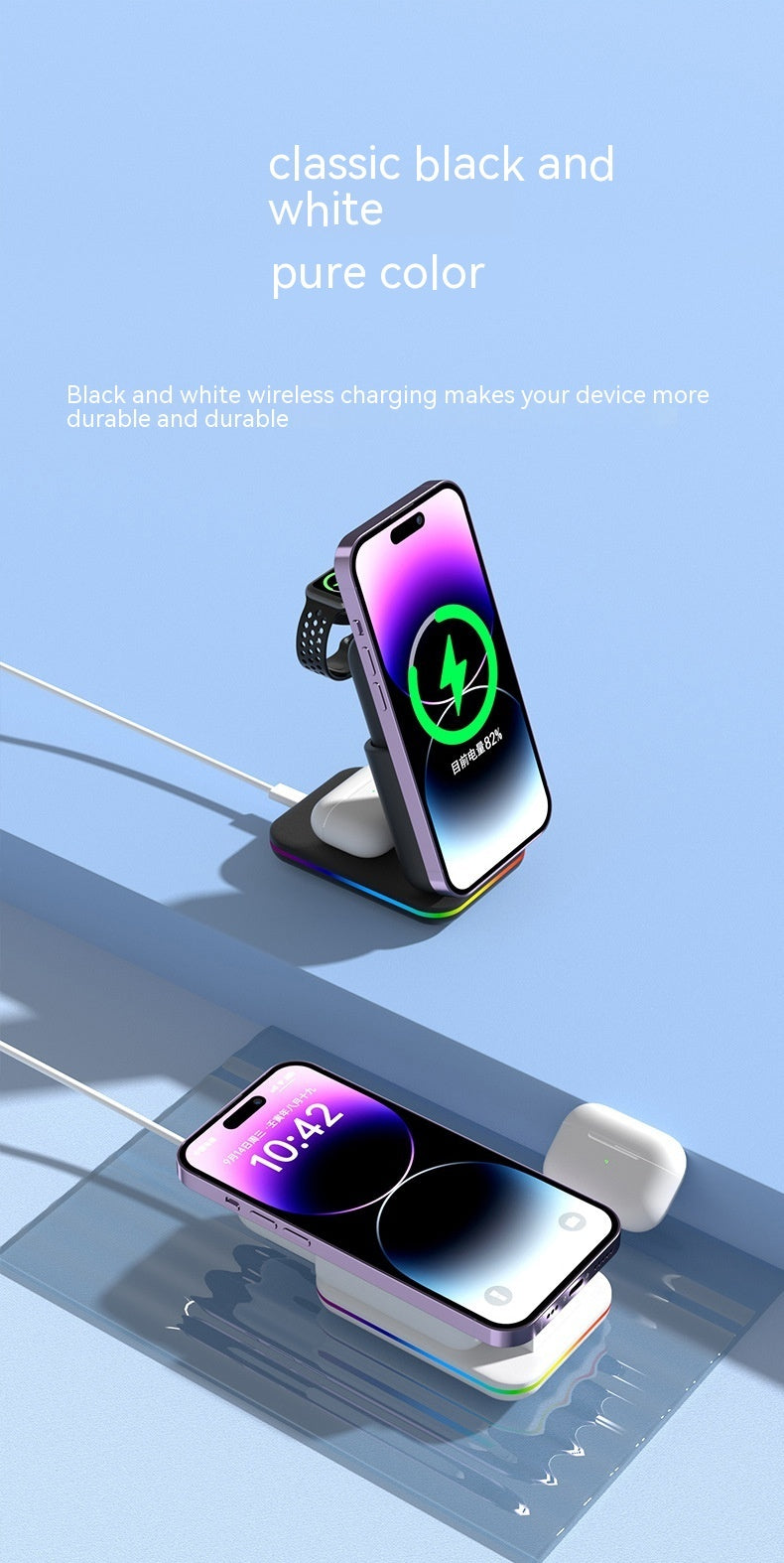 Magnetic Three-in-one Wireless Charger Electrical Magnetic Power Bank 5000 MA Magnetic Wireless Charger Power Banks charging port electronics magnetic portable power bank wireless charging