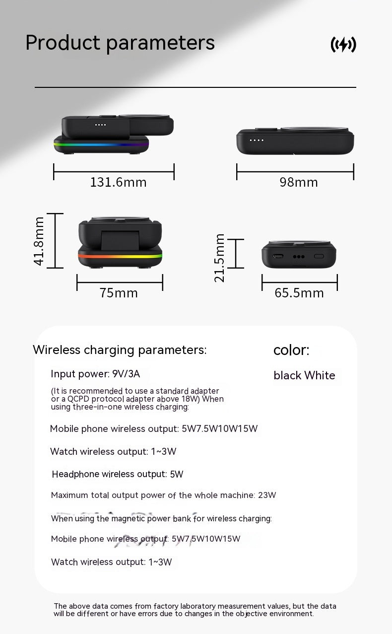 Magnetic Three-in-one Wireless Charger Electrical Magnetic Power Bank 5000 MA Magnetic Wireless Charger Power Banks charging port electronics magnetic portable power bank wireless charging