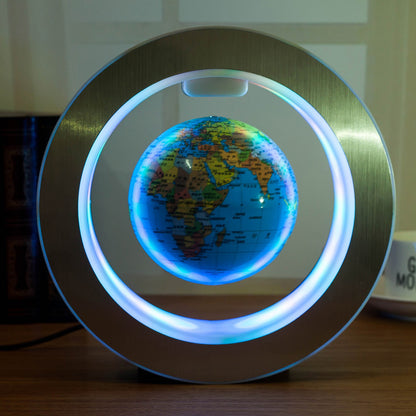 Round LED World Map Floating Globe Magnetic Levitation Light Anti Gravity Magic Sky blue Lights & Lamps decor globe globe lamps home lamps lavitating magnetic table lamps