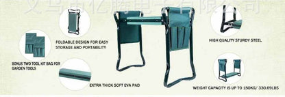 Foldable Outdoor Lawn Bench Chair With Tool Pouch Garden Rest Chairs & Tables garden garden table home lawn lawn table