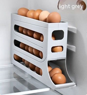 4-Layer Automatic Egg Roller Sliding Egg Tray & Storage Gray Egg Tray egg rack egg storage egg tray kitchen kitchen improvement kitchen items Rack racks storage storage rack