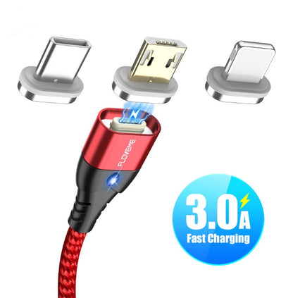 Compatible with Apple , Magnetic USB Cable Charger Red 3 types Charging Cables C type c type charging cable cable charging cable electronics electronics accessories fast charging magnetic USB