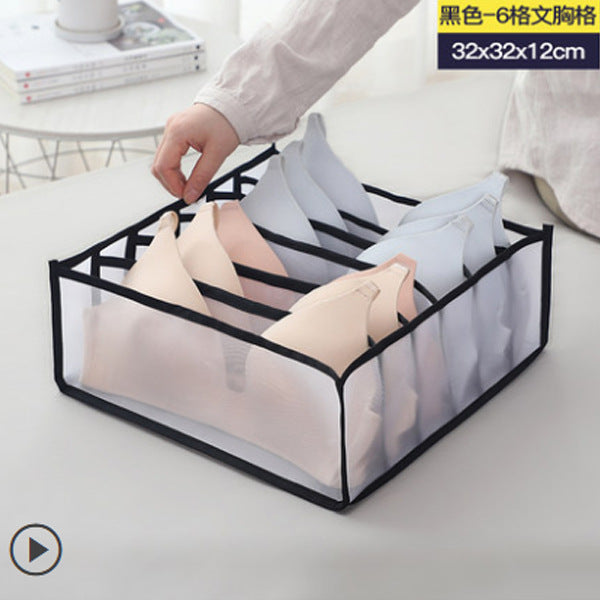 Underwear storage box, closet drawer compartment, socks artifact, household fabric underwear, compartmental box, sorting compartment Black 6 grid Storages & Racks home home accessories home tools organiser organizer organizer box Organizers Storage storage rack under