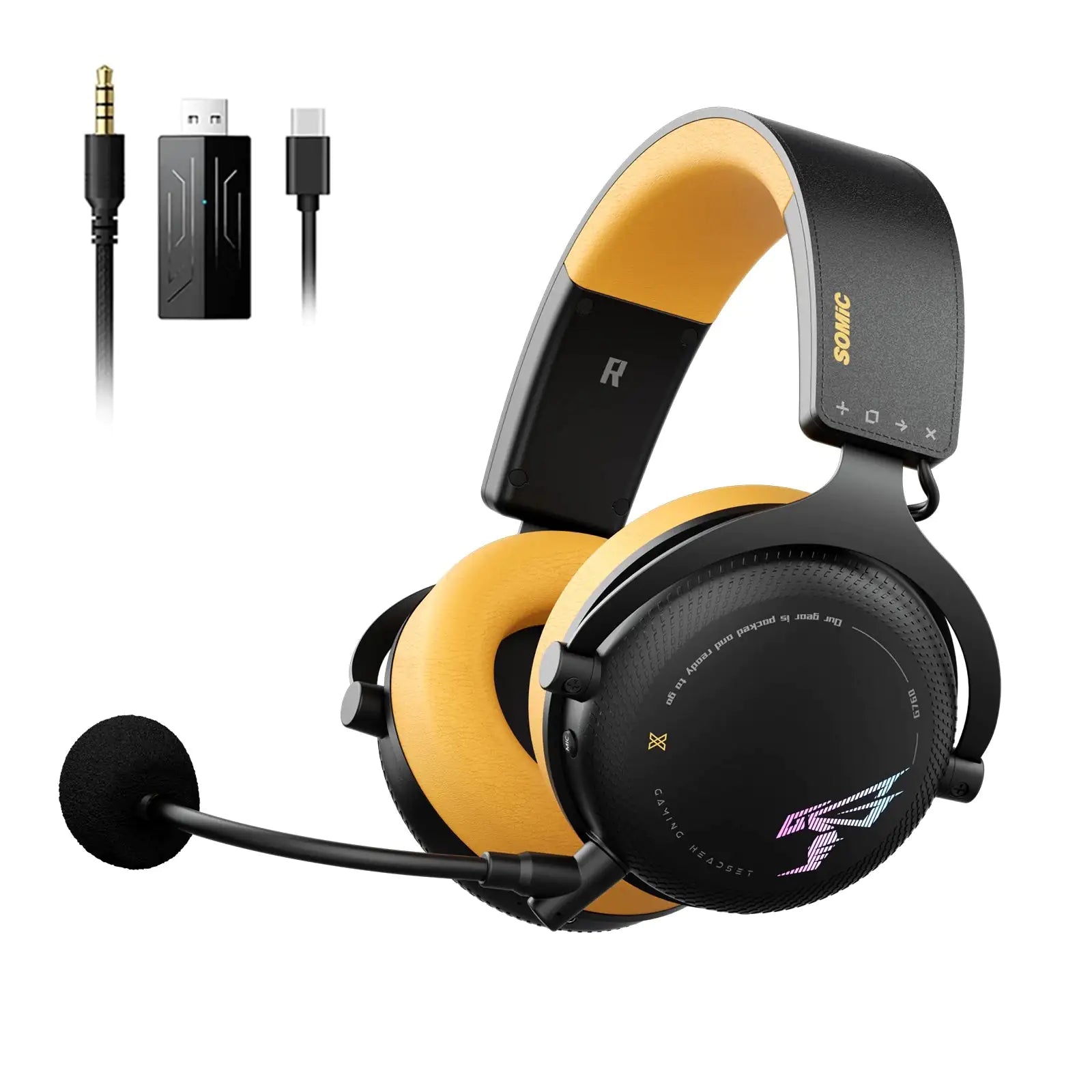 Wireless Gaming Headset Yellow Headphones & Earbuds audio Audio & Video Components audio device bluetooth headphones electronics electronics accessories fashion headphone Gaming gaming headphone headphone headphone for music headphone with mic headphones headphones for sports Headset Wireless Wireless Gaming Headset