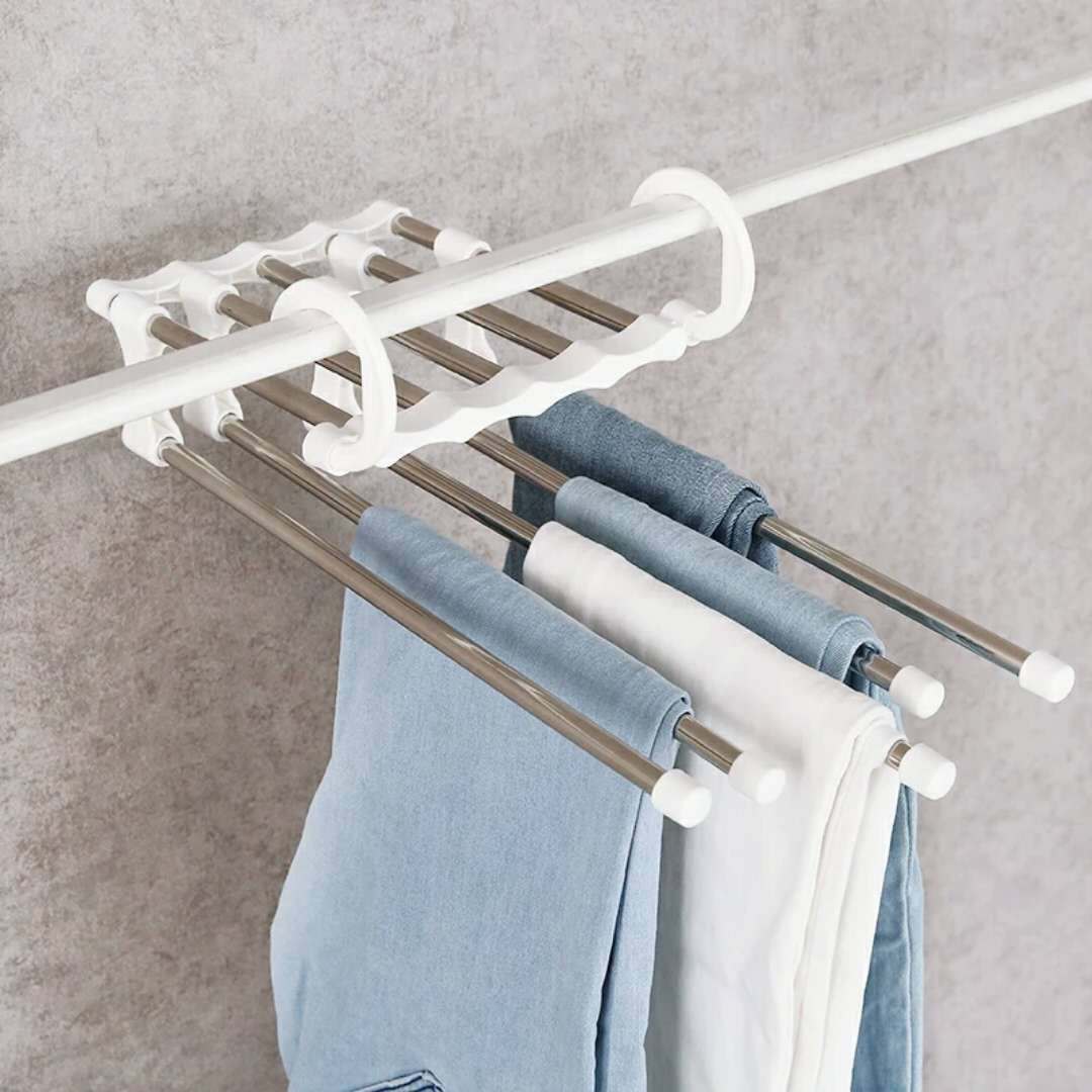 Multifunctional folding retractable trouser rack wardrobe space saving multi-layer trouser rack stainless steel drying rack clothes storage white Storages & Racks hanger home home accessories home tools organiser organizer Organizers Storage storage rack wardrobe