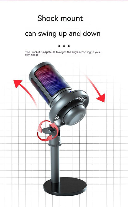 Condenser Microphone RGB Colorful Live Broadcast Wired Microphone Microphones audio audio devices blogging bluetooth cable micro phone computer accessories electronics gaming gaming microphone microphones online meeting