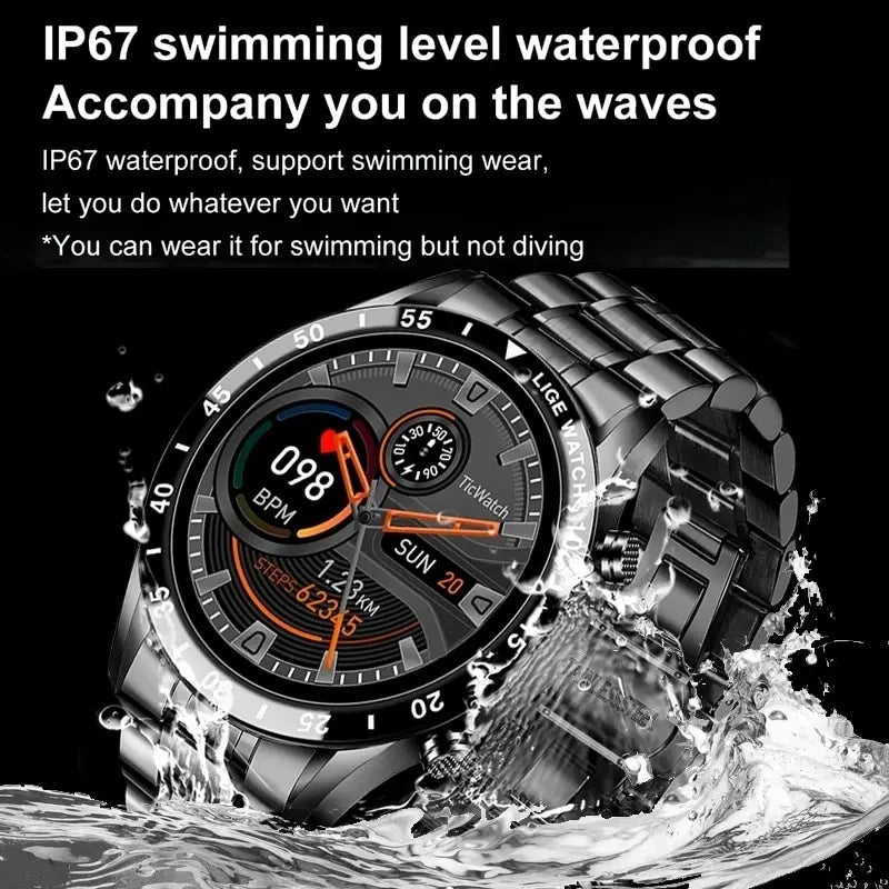 LIGE 2024 Smart Watch Men Full Circle Touch Screen Bluetooth Call Men Smartwatch Waterproof Sport Activity Fitness Watch+Box Smart Watches electronics health monitoring smart watch