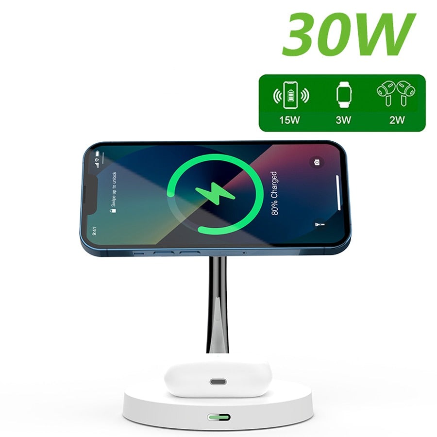 Magnetic Wireless Charger for iPhone | Fast Charging | Convenient & Portable Wireless Chargers 3 in 1 air pods air poods airpods apple apple watch charging pads charging station iphone magnetic New arrival wireless charger {{ product_collections }} {{ product_description }}