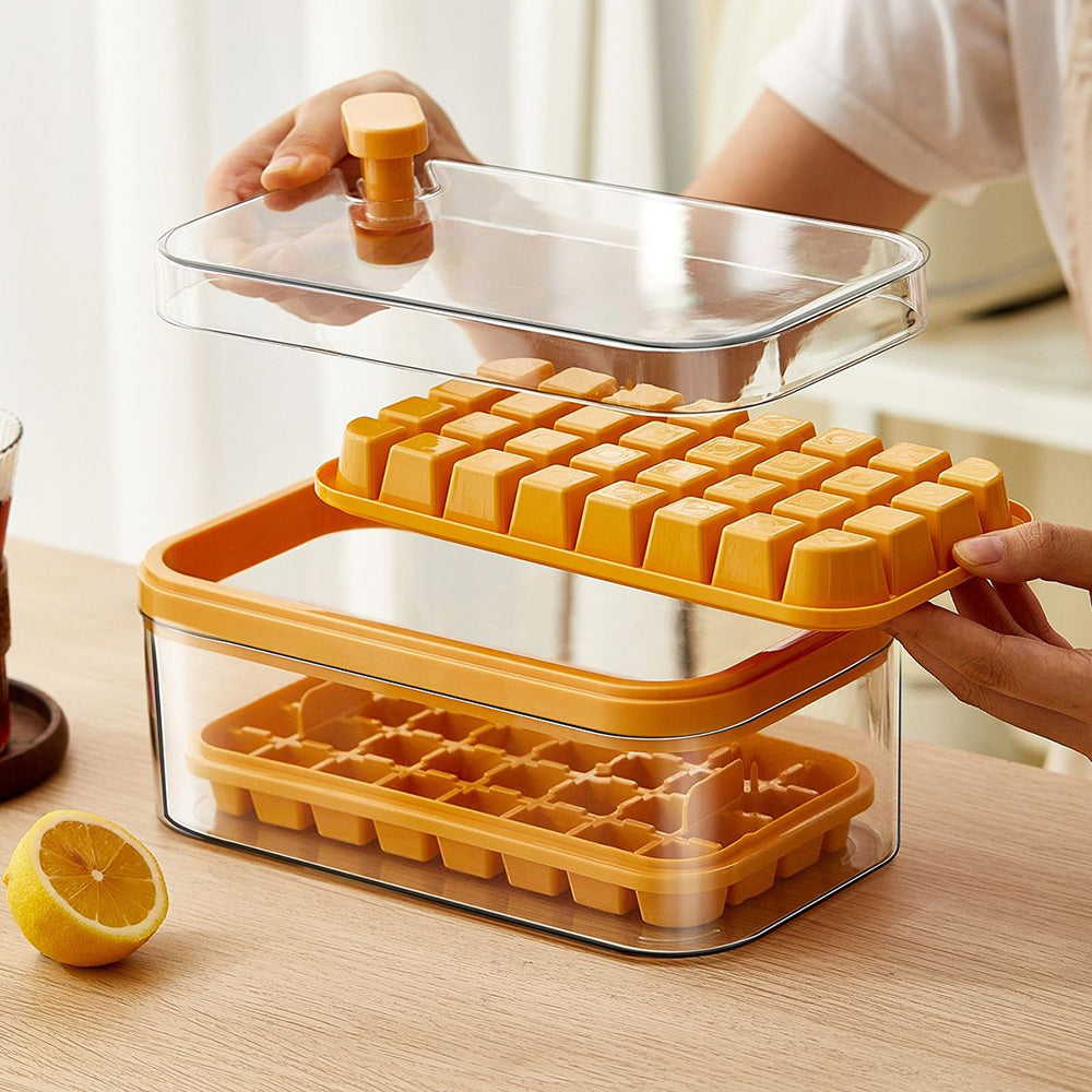 2 Layers One-Button Easy Release 64 pcs Ice Cube Tray Ice Cube Trays easy release fridge fridge box Home Appliances ice cube tray kitchen push button