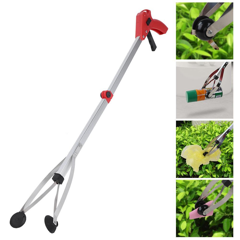 Aluminum alloy folding garbage clip picking device Household picking device Sanitation garbage clamp health clip Red Garden Tools garden garden tools Grab catching tool home home tools