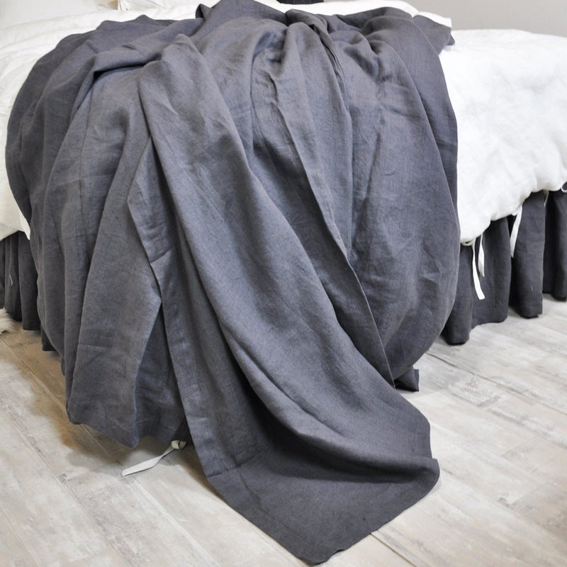 Ins Style Nordic Pure Linen Bed Sheet Dark Gray Bed Sheets bed sheet bed sheet set home living room