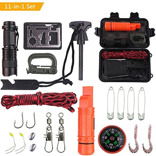 Outdoor Travel SOS Equipment Adventure Survival Tool Set Multifunction Field Survival First Aid Box Fishing Accessories Black Home Tools best tool box home home tools ropes tool set