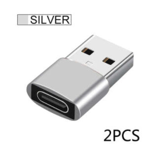 Usb To Type-c Adapter Type-c Female To Usb Male Computer Charger Otg Adapter Silver 2pcs Adapters & Converters adapter C type converter electronics electronics accessories USB