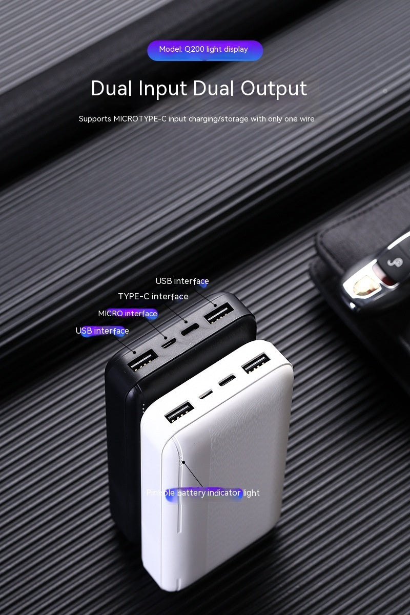 Power Bank Light Display Screen Display Vest Coat Ultra-thin Portable Power Source Power Banks C Type Dual electronics portable power bank USB