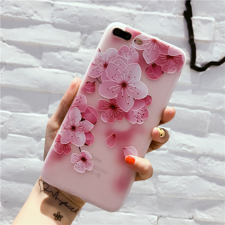 Painted embossed phone case Morning glory Mobile Phone Cover & Protectors electronics floral mobile hone cover mobile phone case protection safety samsung unique