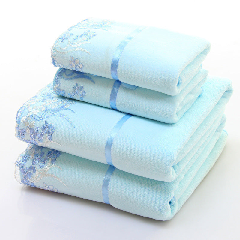 Two-Piece Microfiber Gift Bath Towel and Towel Blue Towels bath towels beach towels home